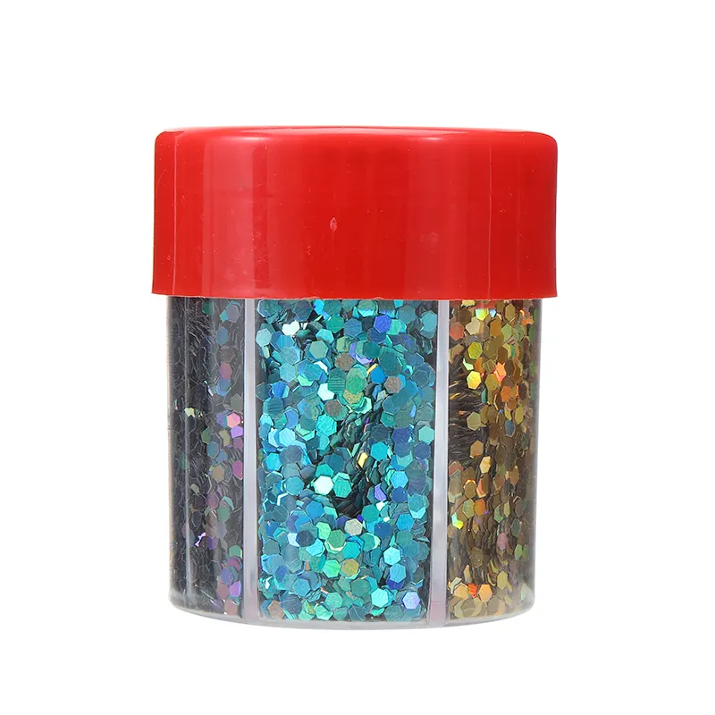 Prezzo all'ingrosso lucido Manicure per unghie esagonale Glitter paillettes Decor Art 6 griglie/scatola paillettes per unghie in oro