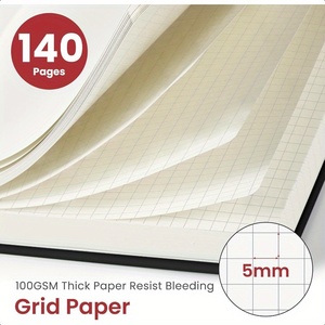 Durable A5 Spiral Journal <strong>Notebook</strong> <strong>with</strong> PVC Cover Black <strong>Graph</strong> <strong>Paper</strong> Planning Book - Product Image 3