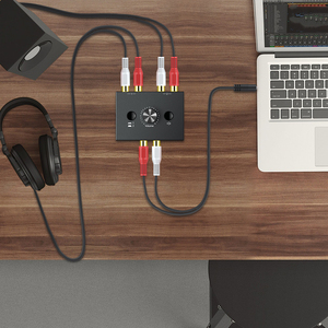 <strong>2</strong> X <strong>1</strong>/<strong>1</strong> X <strong>2</strong> <strong>RCA</strong> Stereo Audio Bi-Directional Switcher With Mute Button Portable L / R Stereo Audio Switch Audio <strong>Splitter</strong> - Product Image 2
