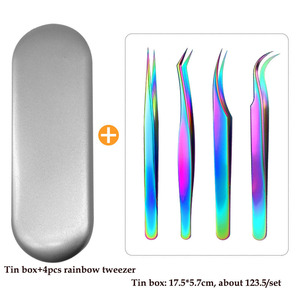 Alat tanam kecantikan profesional, Pinset bulu mata tang pelangi baja tahan karat - Product Image 2