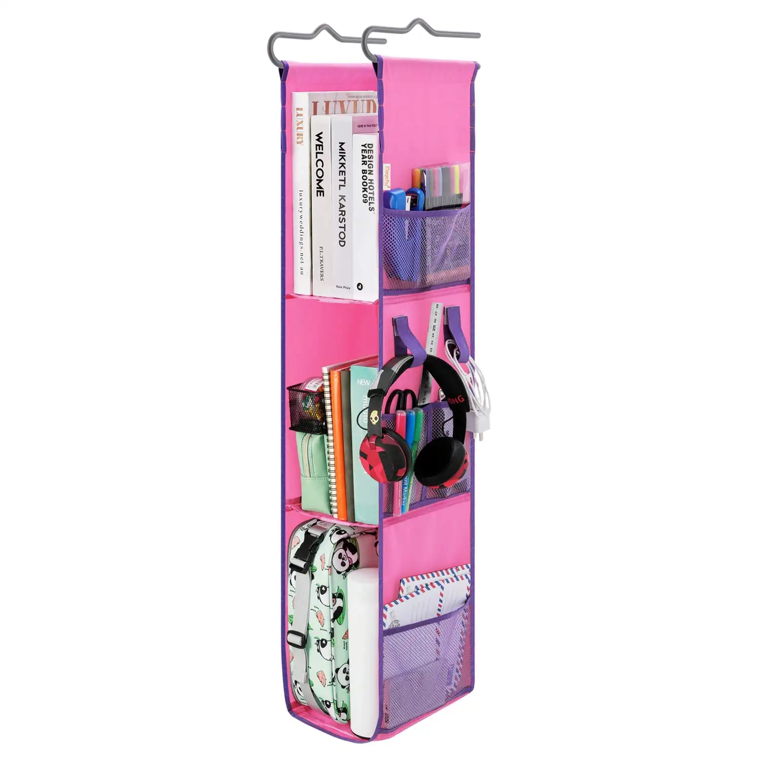 Custom 3-Shelf Ajustável Hanging Locker Organizer Foldable Locker Shelf Organizer com Mesh Pocket para o trabalho escolar