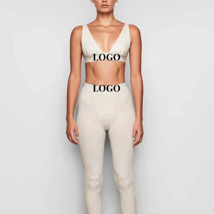 Новое поступление 2022, модные женские брюки в рубчик, комплект из двух предметов, леггинсы, Женский комплект из двух предметов с логотипом на заказ