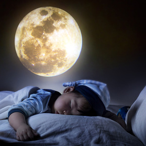 Lampara Luna 3d โคมไฟรูปดวงจันทร์3มิติ,ดาวสีฟ้าประดับด้วยความหลงใหลไฟเส้นหวายครึ่งดวงไฟ Led พระจันทร์สำหรับคืนวันคริสต์มาส - Product Image 1