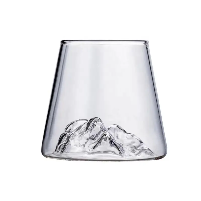 New Style Glass Cups with Mountain High borosilicate Glass Tea Cup 3D Mountain Custom Shaped