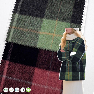 Trong Kho Màu Xanh Lá Cây Và Màu Đen rô Tweed Vải Rõ Ràng Kết Cấu Len Pha Trộn Vải Thích Hợp Cho Làm Của Phụ Nữ Áo Khoác - Product Image 1