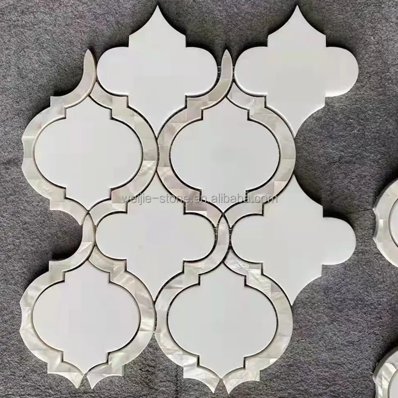 Migliore lanterna madreperla piastrella intarsio marmo bianco waterjet shell mosaico
