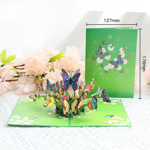 Kelebek çiçek Pop up kartları sonsuza buket 3d Popup kağıt tebrik kartları ile tüm fırsat için not kartları ve zarflar - Product Image 1