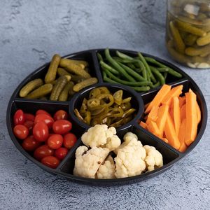 12英寸分段圆形食品塑料一次性上菜托盘拼盘，带分隔器，分开上菜