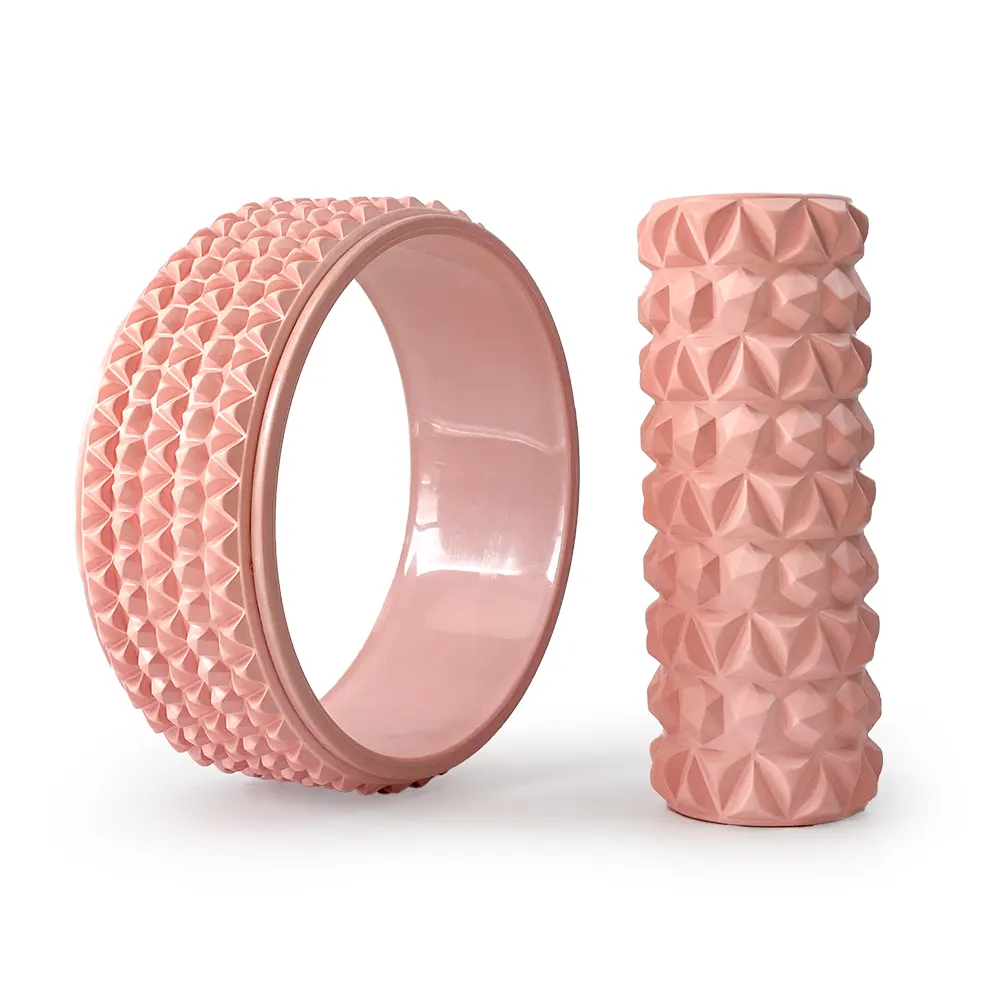 MIO kustom Logo Gym olahraga kebugaran ramah lingkungan Pink EVA busa Roller Yoga roda Set