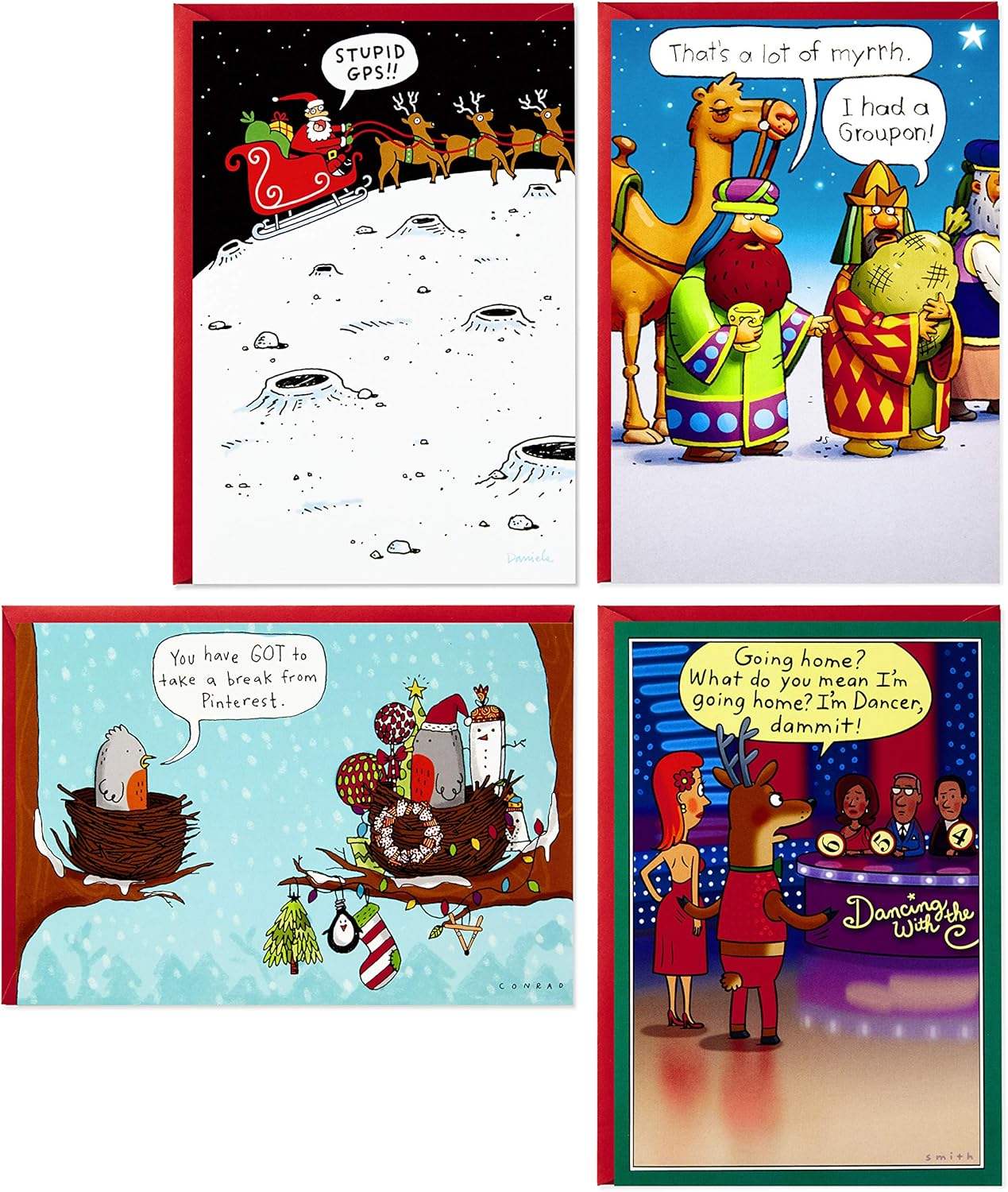 Holiday cartoons, funny card assortment