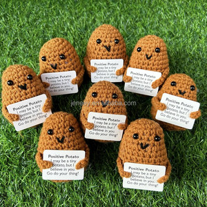 Komik örme pozitif patates bebek sevimli yün örgü bebek patates masa süsü çocuk yetişkinler için olumlu kart ile doğum günü