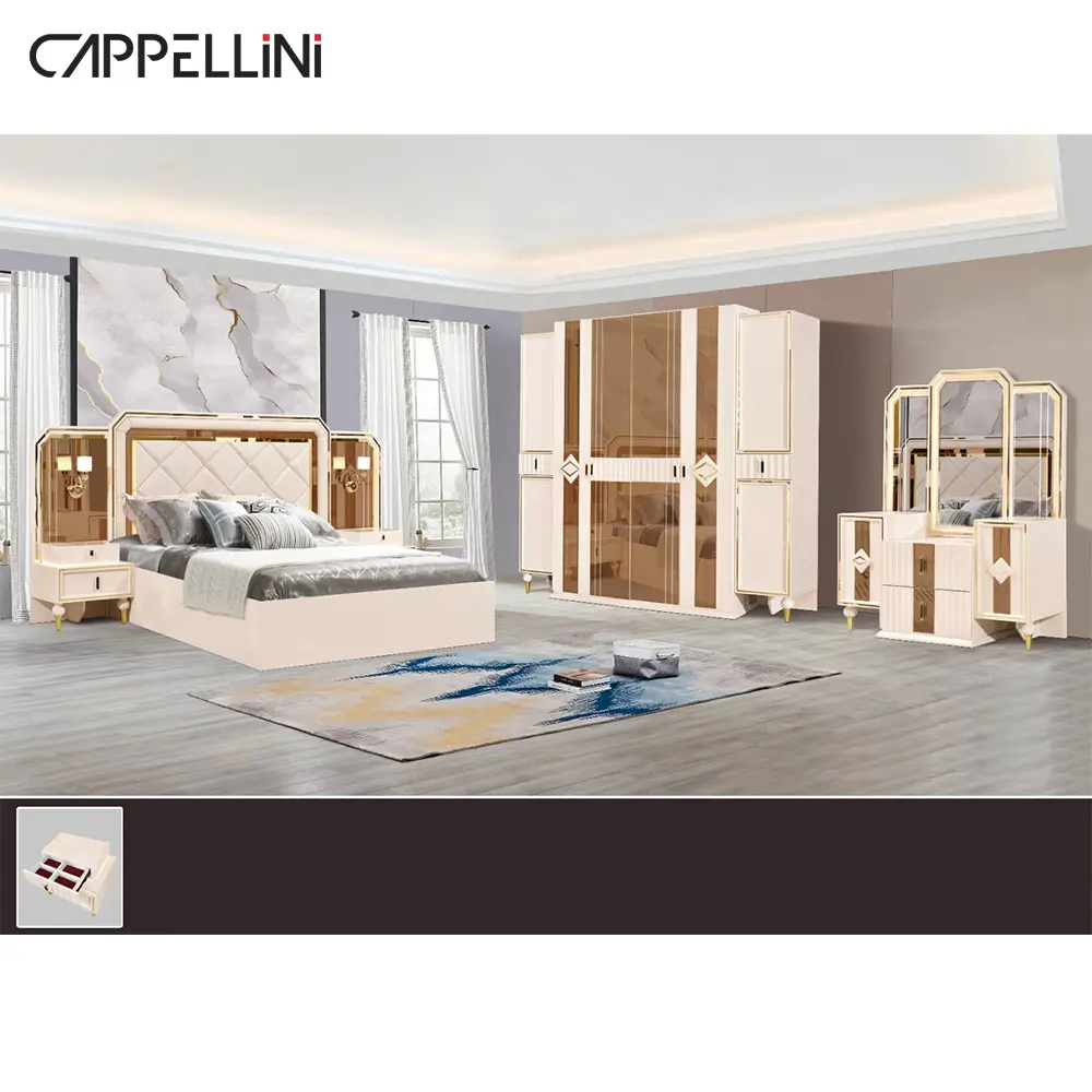 Зеркальные классические деревянные кровати, полноразмерная мебель большого размера, недорогие современные королевские итальянские роскошные королевские наборы, набор для спальни