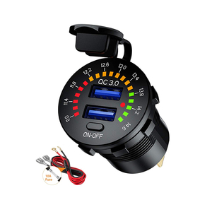 36w双USB快速充电插座防水QC3.0电源插座，带电压显示开关和10A保险丝，适用于12V 24v车辆 - Product Image 1