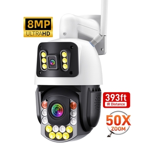 Q9スマート8MP 6インチデュアルレンズWIFI PTZ防犯カメラ50xズームIRナイトビジョンPIRモーション検出モニター - Product Image 1