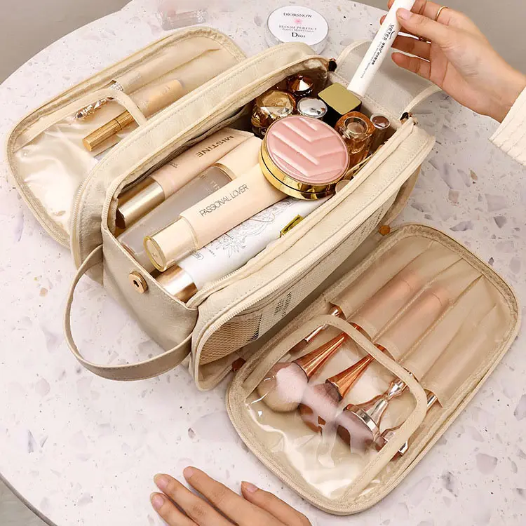 ISO Factory Custom Portable Travel Storage Bag Portable Double Layer Ladies Makeup Bag Men's Travel Wash Bag With Handle