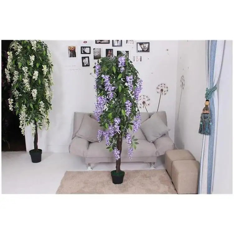 JIAWEI Planta Artificial Roxo Rosas Brancas Ivy Leaf Bulk Orquídea Em Vaso De Casamento Festa Decoração Casa Árvores Artificiais Flor