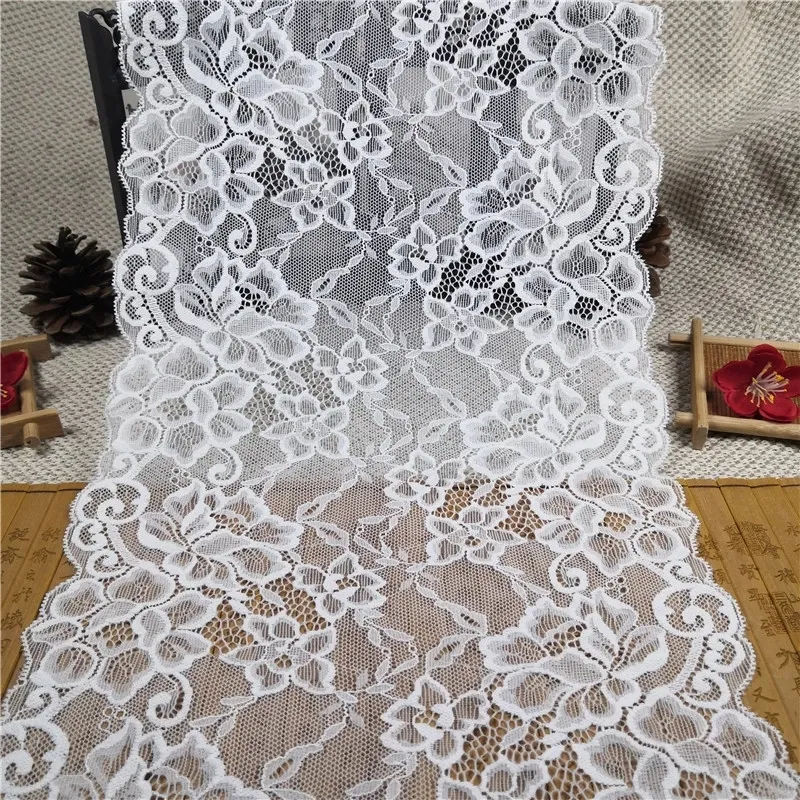 Raschel-recorte de encaje de alta calidad para vestido de novia, color blanco, ancho de 22,5 cm, nuevo