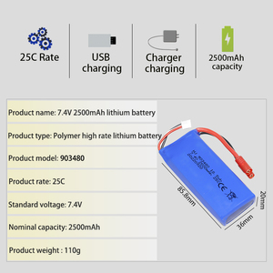 Nhà Máy 903480 7.4V Polymer Lithium Di Động 2500MAh 25C Cho RC Bay Máy Bay Từ Xa Máy Bay Trực Thăng Đồ Chơi Pin Cho Drone Với Máy Ảnh - Product Image 3