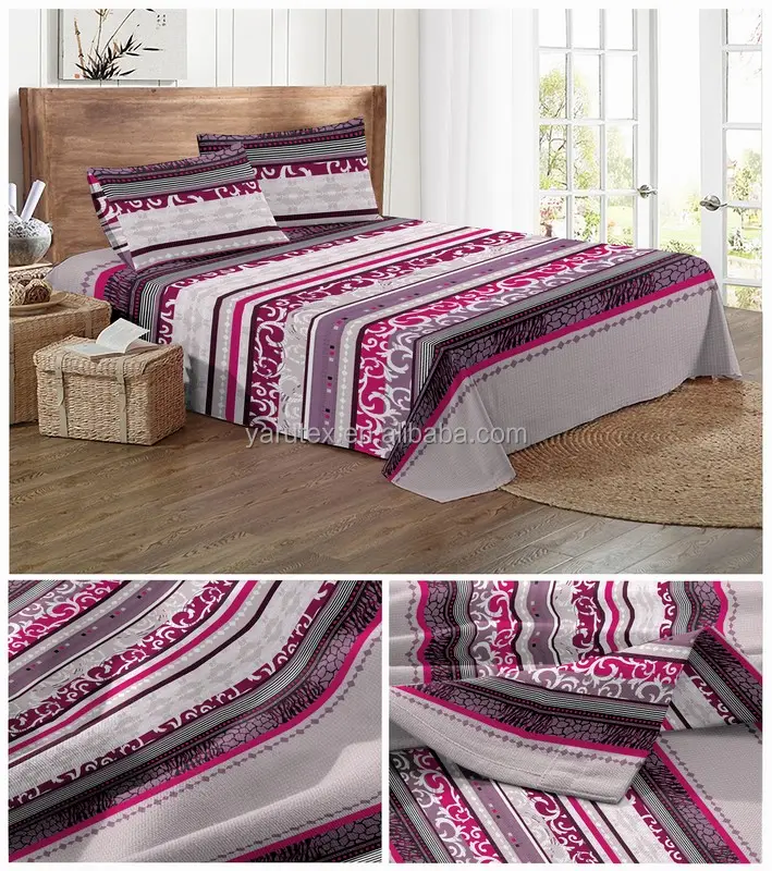 Sábana de cama estampada para el hogar, tela de microfibra 100% poliéster, diseño cepillado, en rollos
