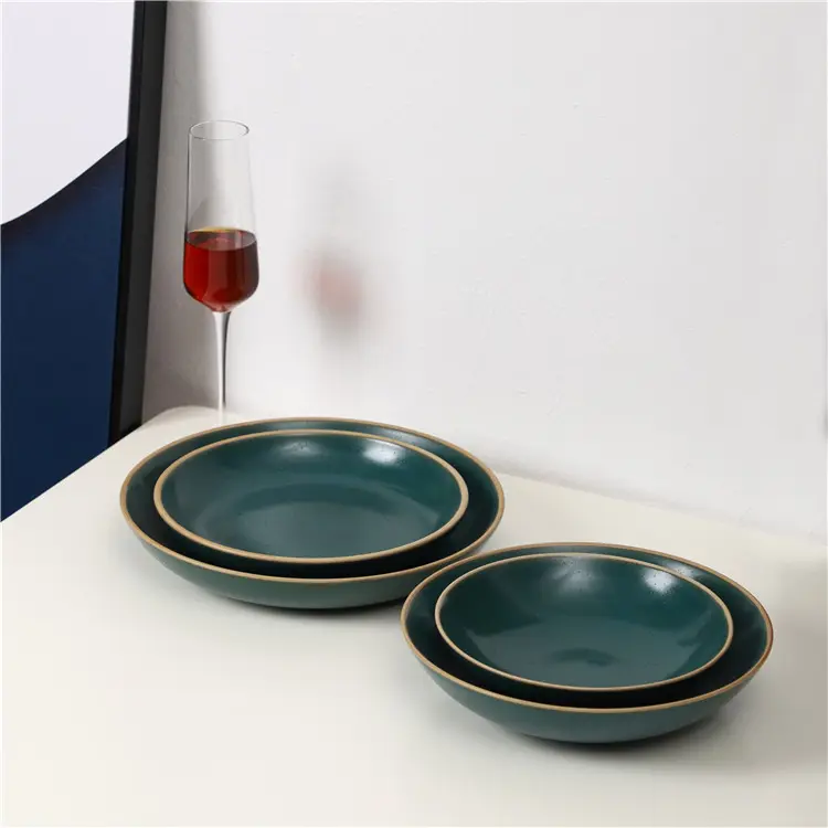 Conjunto de pratos de porcelana de boa qualidade, restaurante, formato redondo, moderno, luxo, pratos de servição, cerâmica