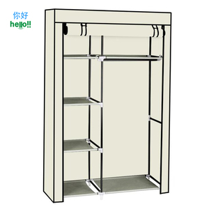 便携式衣柜家用衣架搁板壁橱储物组织器<span class=keywords><strong>5</strong></span>层铁丝衣架，带蓝色牛津织物罩