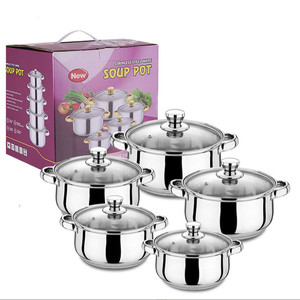 Bán hàng nóng 10 cái thép không gỉ <span class=keywords><strong>Cookware</strong></span> Set không dính chậu Pan soong súp nồi đồ dùng nhà bếp nấu ăn nồi - Product Image 2