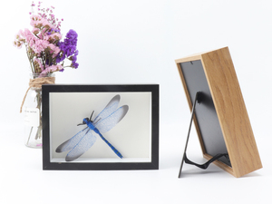 8x8 Inch Shadow <strong>Box</strong> <strong>Display</strong> Case <strong>Deep</strong> Wood &amp; Glass Shadowbox Picture <strong>Frame</strong> with White Board Wall Hanging &amp; Free Standing - Product Image 2