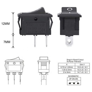 AC 6A/250V 10A/125V siyah 2 pinli pozisyon geçmeli elektrikli tekne Rocker anahtarı - Product Image 2