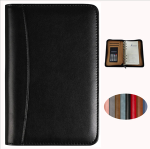 Personalizzabile A6 Planner Multi-funzionale in pelle rigida rilegatura a fogli mobili con Slot per schede calcolatrice borsa per diario con cerniera