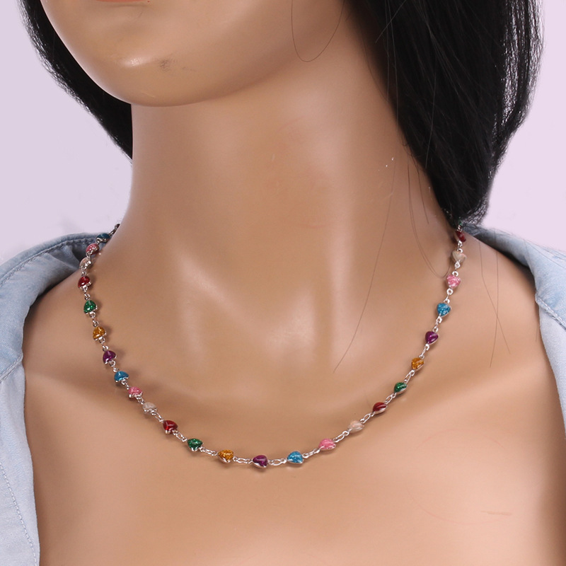 Small heart-shaped silver necklace