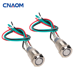 Superiore addensare punto di contatto argento impermeabile e antipolvere 12mm autobloccante interruttore a pulsante in metallo con luce ad anello - Product Image 2