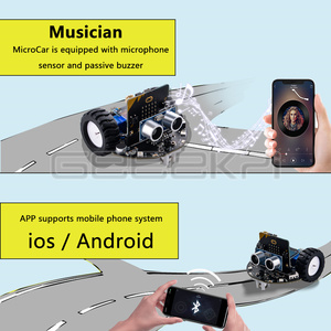DeskPi MicroCar auto programmabile progettata per Microbit 0.96 "OLED Display sensori a ultrasuoni di programmazione telecomando - Product Image 3