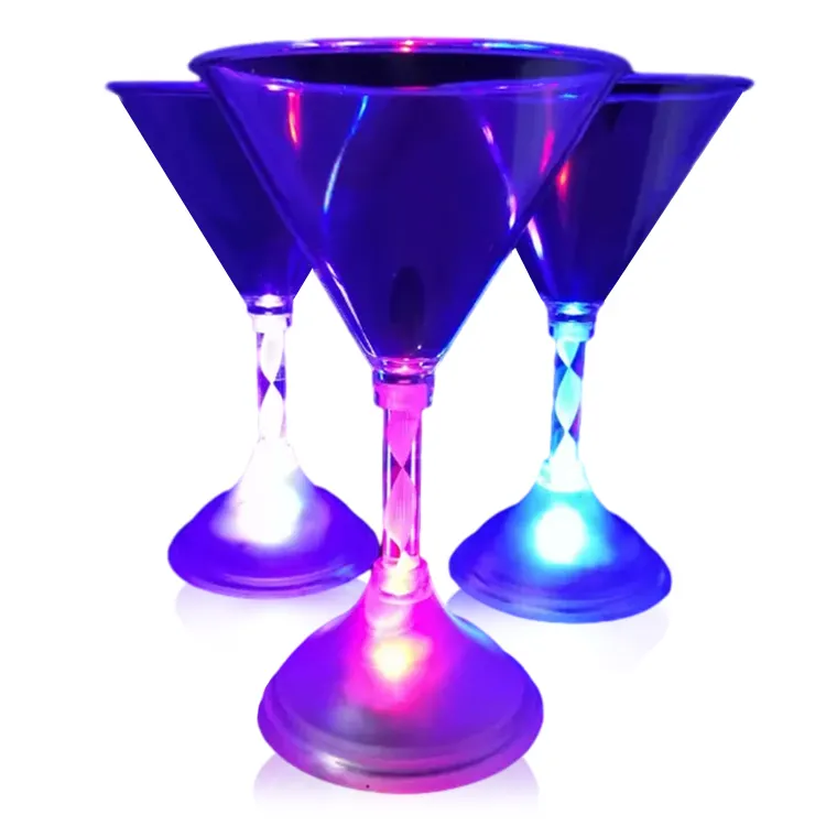 Party Supply Led Flashing Cocktail Cup Light up Martini Glass for Christmas New Year