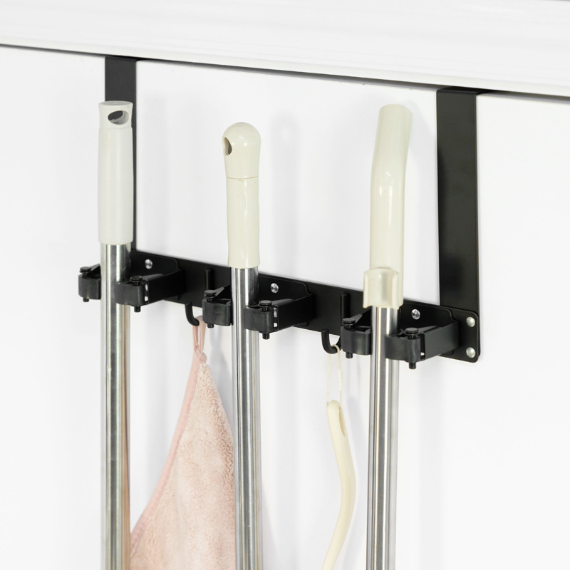 Black 3 clip 2 hook-hole free door hanging type