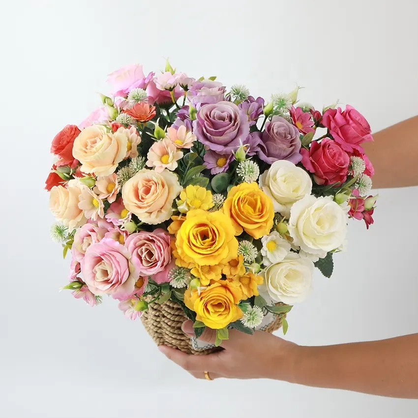 LIAI dekoratif gerçek dokunmatik sahte gül çiçekler tek toplu yapay güller düğün dekorasyon için lateks güller