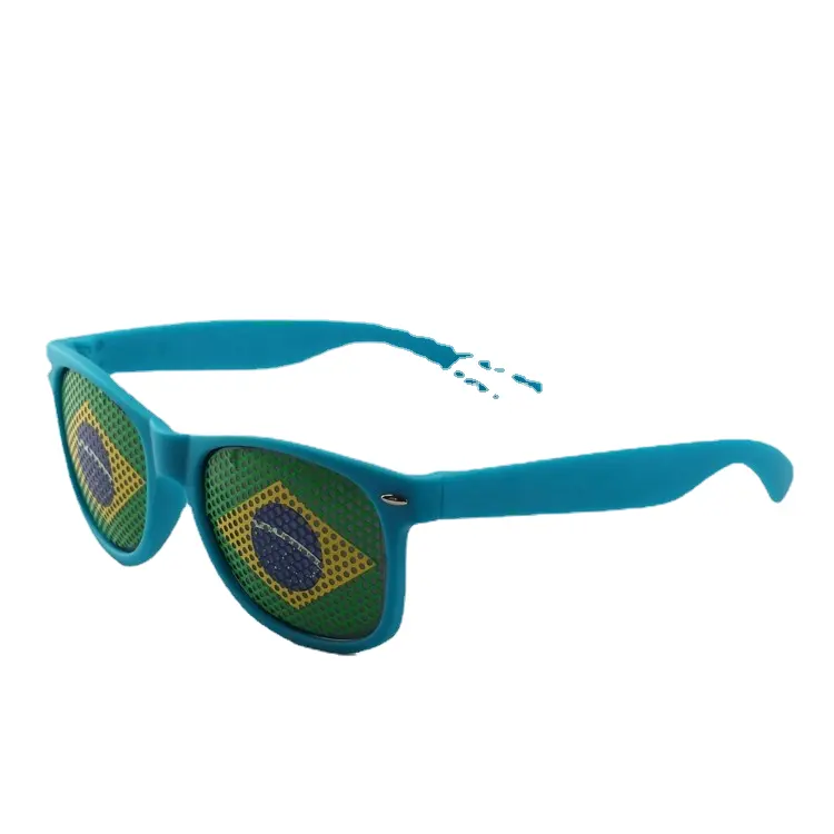 Kacamata penggemar sepak bola Brasil cu pabrik grosir kacamata lubang jarum bendera penggemar Brasil