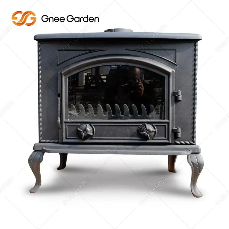 Large Cast Iron Stoves Firewood Burning Heaters Unique Freestanding Fire Place Matt Paint Stove Indoor Wood Burning Fireplace