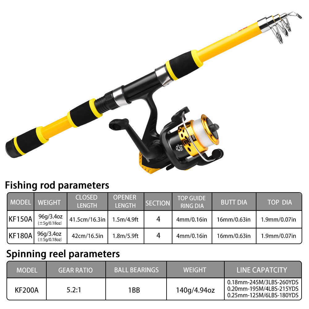 Yellow fishing rod+ fishing reel