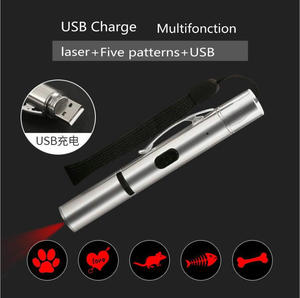 Лазерная ручка Interactiv USB Перезаряжаемые 5 шаблонов Мини Алюминиевый светодиодный фонарик для питомца кота поймать световой указатель игрушка