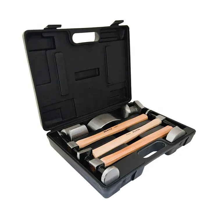 Conjunto de ferramentas mão martelo, 7 peças, conjunto de ferramentas para reparação de folha de metal (martelos e revestimento de folha de metal)