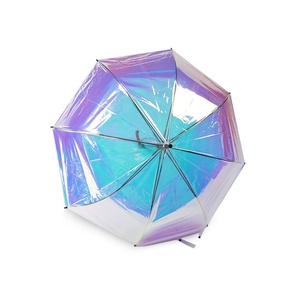 新款闪亮伞-带彩虹反射涂层的加厚透明雨伞，定制印花促销伞 - Product Image 3