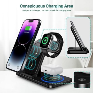 Mobile Phone 15w Fast 3 in 1 Wireless <strong>Charger</strong> Foldable 3 in <strong>One</strong> 1 Stand Wireless Charging iphone Samung Smart Cell Phone - Product Image 2