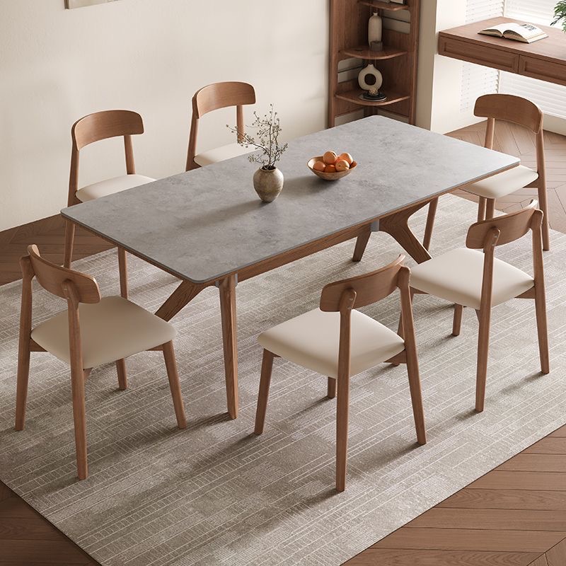 One table with six chairs