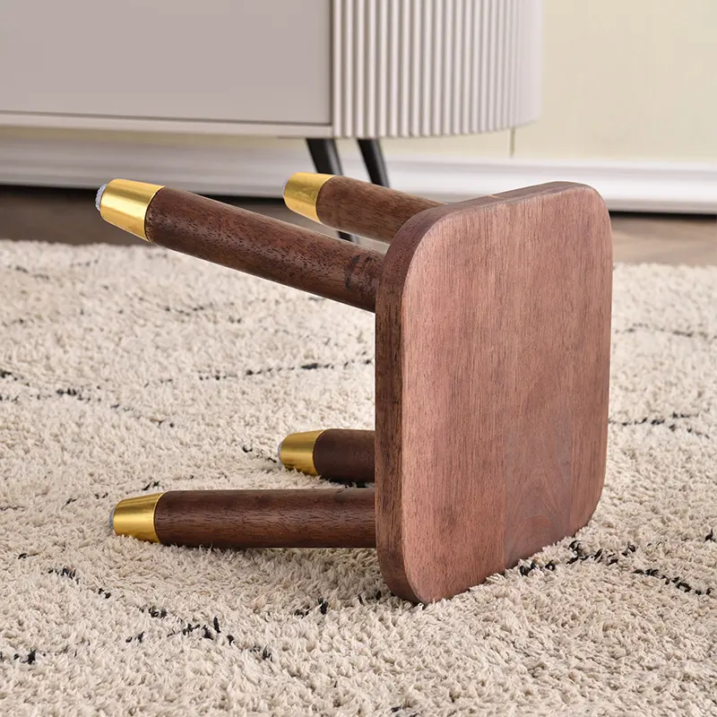 Modern Solid wood stool chair family living room children wooden shoe step stool With copper foot covers