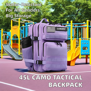 Unisex 45L camuflaje diseño Oxford impermeable poliéster Velcro Molles sistema ordenador capa intermedia portavasos mochila táctica - Product Image 3