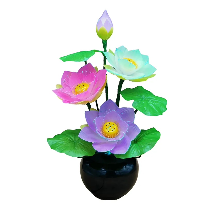 ロータスランプ人工蓮の花の装飾ライトはシルクの花の家の結婚式の装飾光ファイバーフラワーランプを導きました