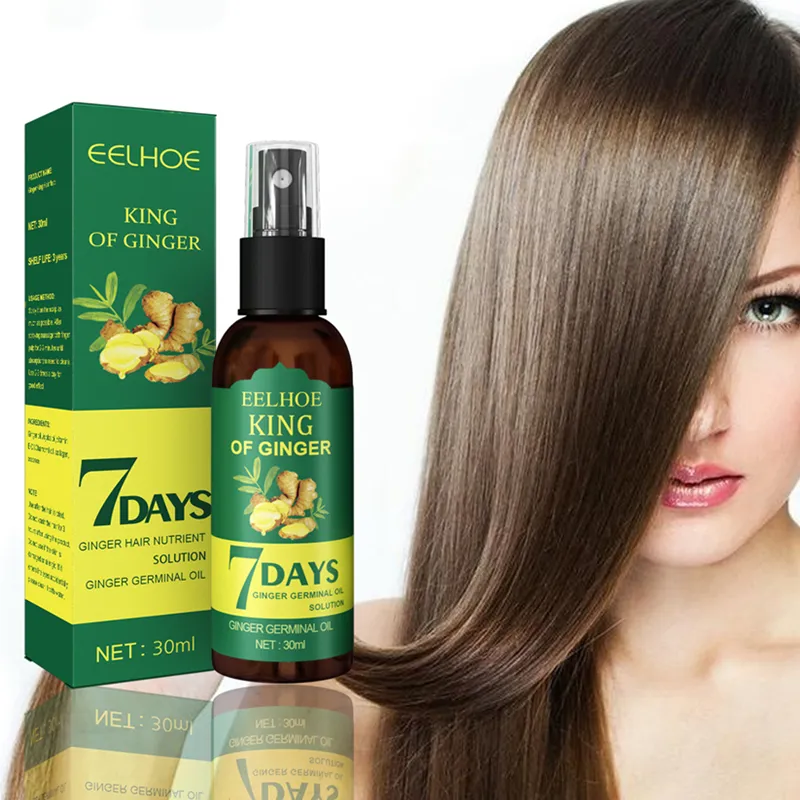 EELHOE rei do gengibre herbal cabelo reparação óleo mix 7 dias gengibre germinal óleo solução melhor cuidado do crescimento do cabelo óleo spray para a mulher