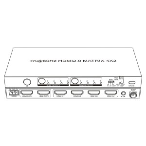 HDMI 2,0 4k @ 60Hz HDMI Matrix 4x2 HDCP 2,2 compatible con control remoto y botón 3D