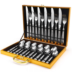 Custom Logo Hot Selling 16 24 Pcs Wheat Pattern Gift Set Gold <strong>Flatware</strong> Stainless Steel <strong>18</strong>/<strong>8</strong> Cutlery Set with Box 24pcs <strong>Flatware</strong> - Product Image 2