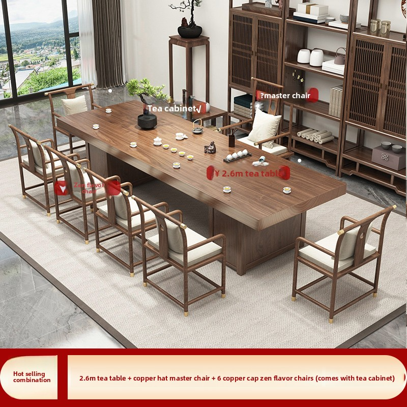 2.6-meter tea table+copper cap master chair
